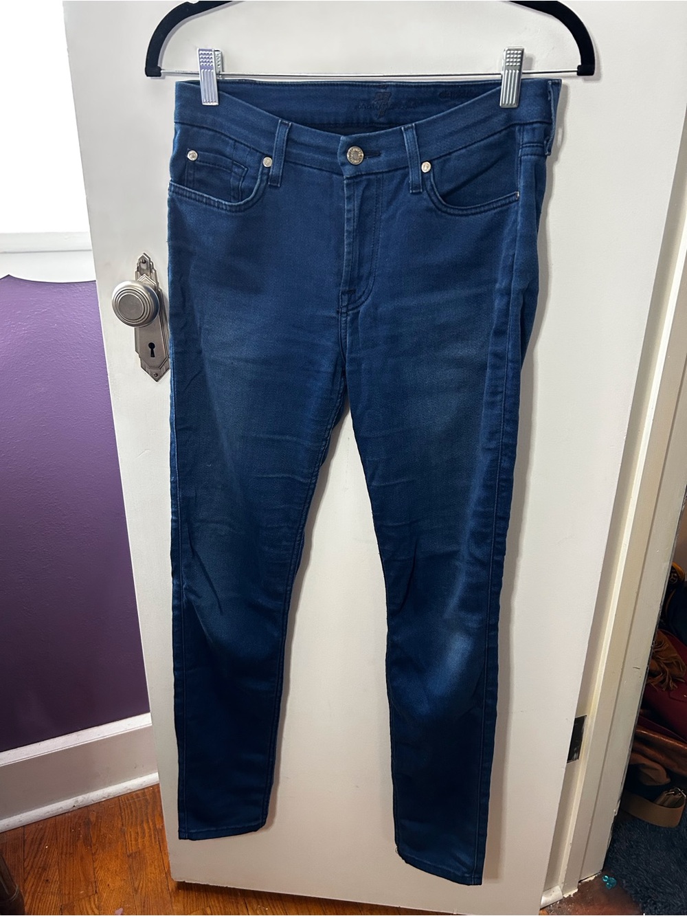 7 For All Mankind Women's Skinny Jeans in Dark Blue Wash